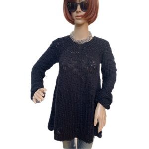 Calvin Klein Jeans black chunky A-line long sweater, M